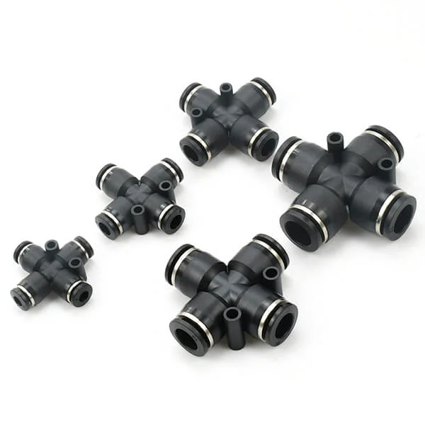PZA Cross 4 Way Quick Connector Push in Joint Pneumatic Hose Fitting - EVERPEAKTOOLS